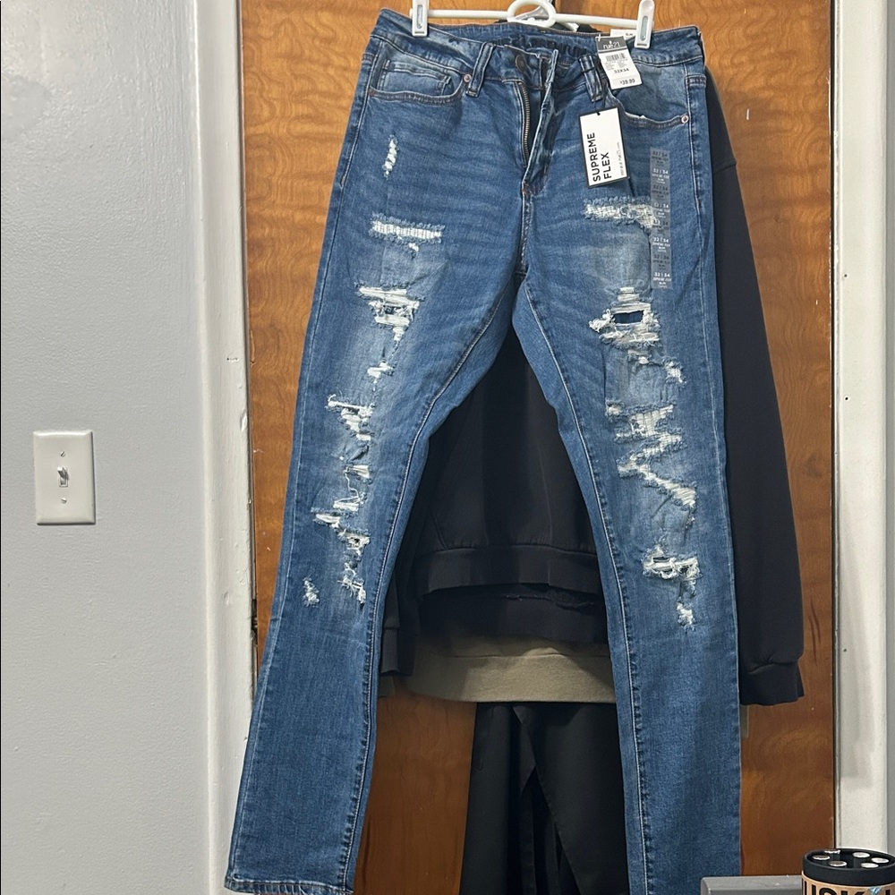 Rue21 Men's Slim Jeans - Distressed Blue